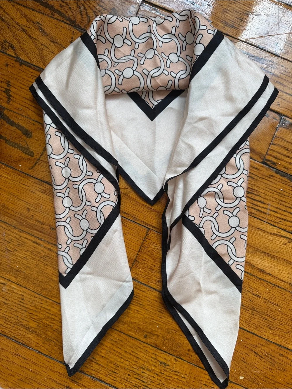 Cafuné Locked C Silk Scarf with Black Trim